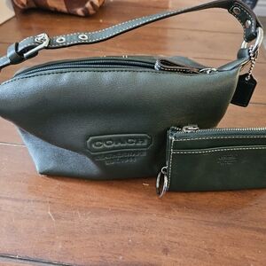 Coach Green Mini Hand Bag with matching coin purse